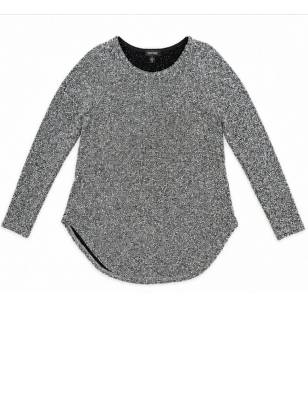 Karen Kane Metallic Lurex Knit Top Small Silver Sparkle Long Sleeve Size Small